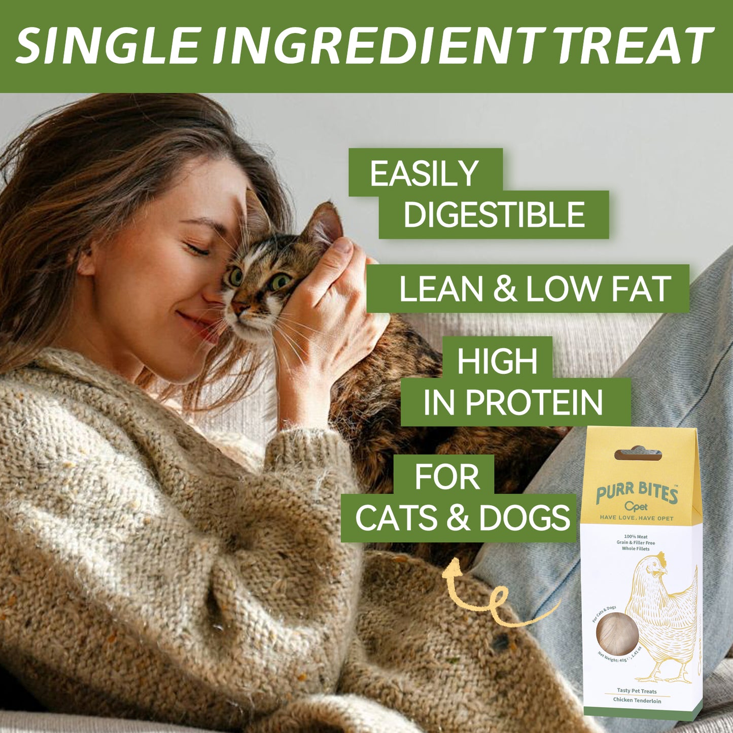 OPET Freeze Dried Cat Treats- Chicken Breast Whole Fillets- 40g