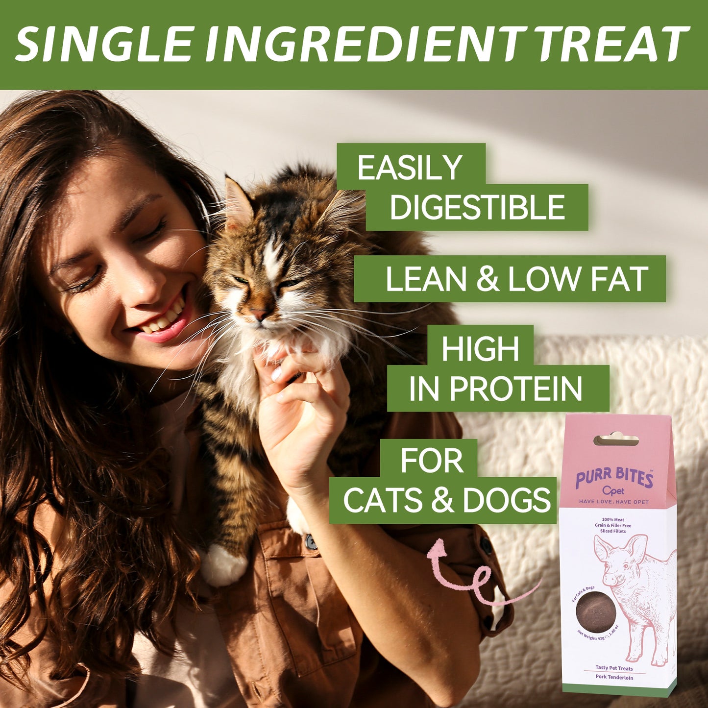 OPET Freeze Dried Cat Treats- Pork Sliced- 42g