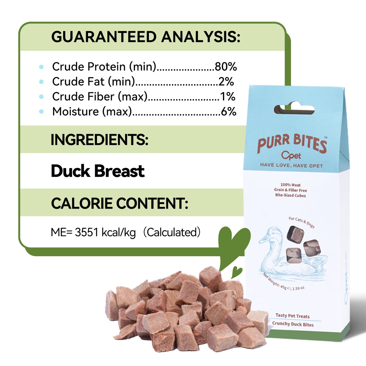 OPET Freeze Dried Cat Treats-Duck Cubes-45g