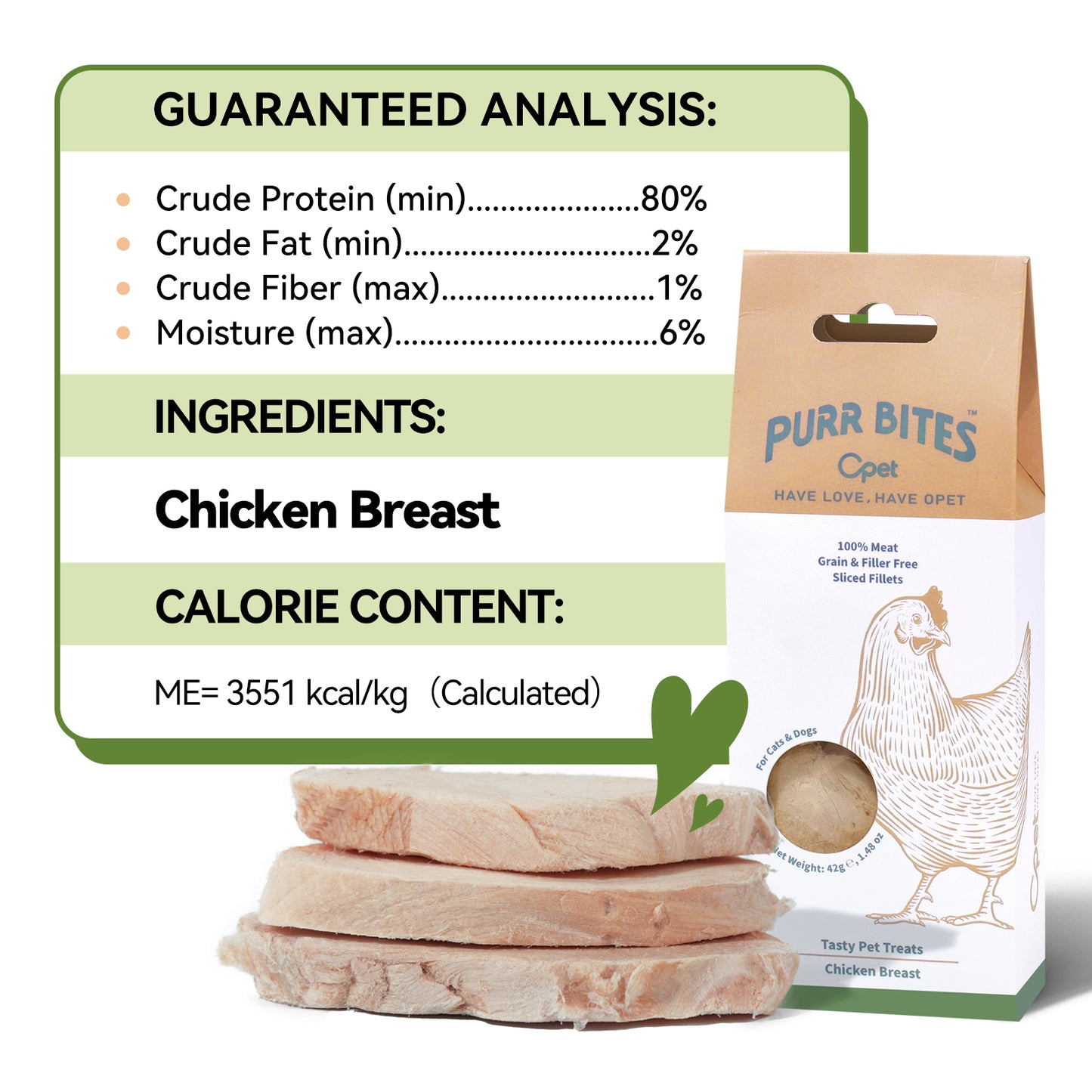 OPET Freeze Dried Cat Treats-Chicken Breast Sliced-42g