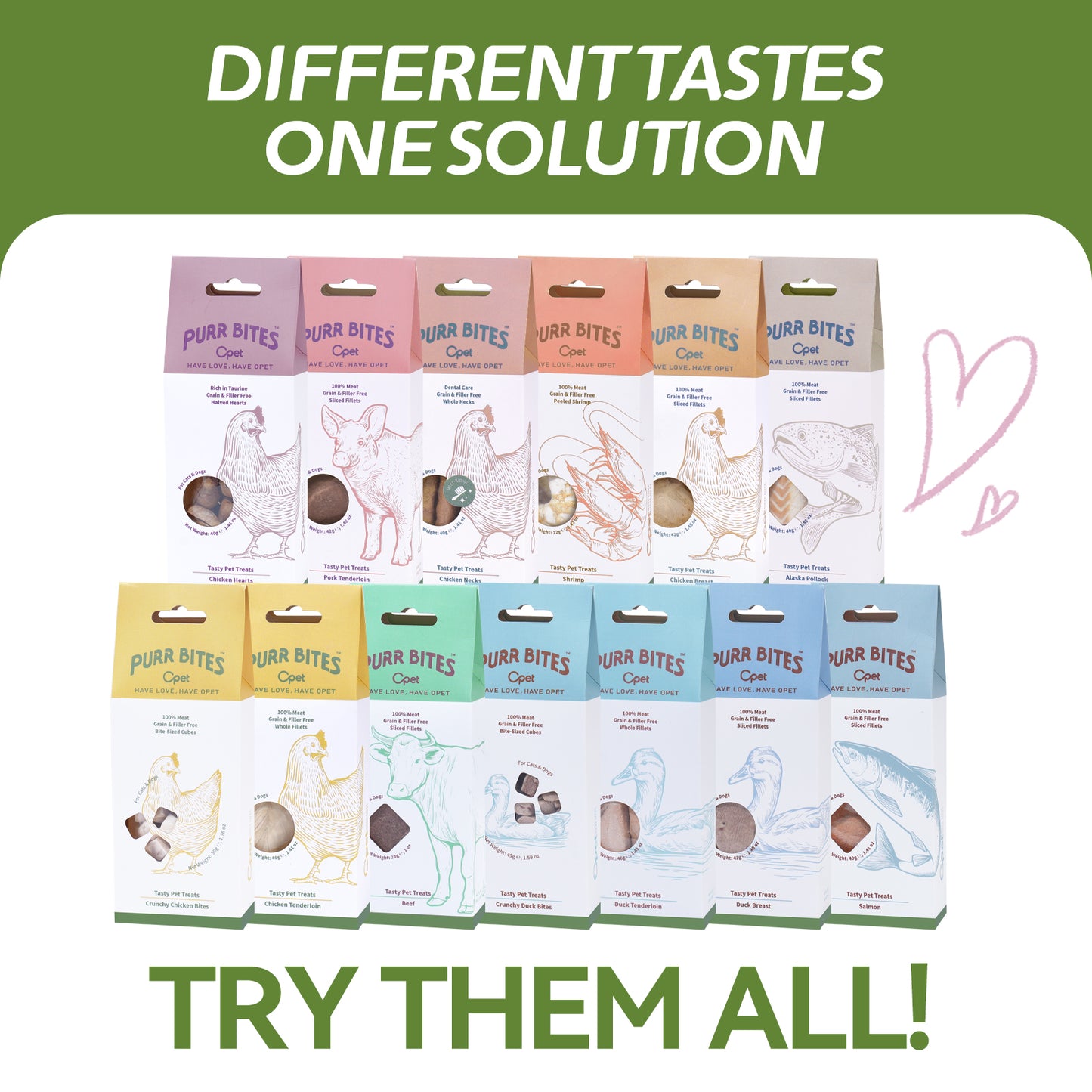 OPET Freeze Dried Cat Treats- Halved Heart- 40g